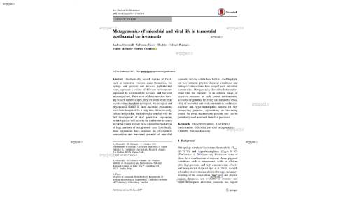 Metagenomics of microbial and viral life in terrestrial geothermal environments